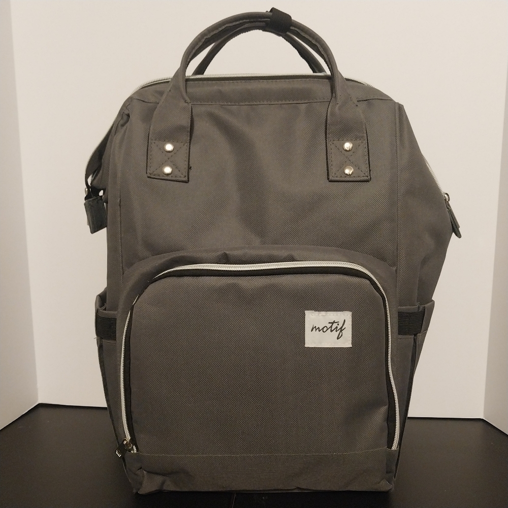Gray Baby Bag with Durable Fabric and Padded Straps